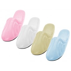 S320L-A - Wholesale Women's "EasyUSA" Close Toe Soft Vinyl Heel House Slippers ( *Asst. White, Pink, Beige & Lt. Blue )